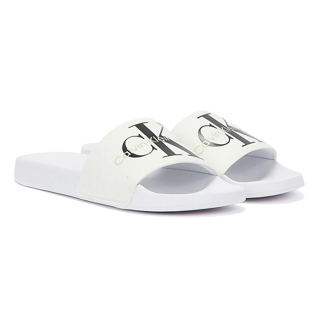 商品Calvin Klein|Calvin Klein Jeans Monogram Canvas Mens Bright White Slides,价格¥295,第1张图片
