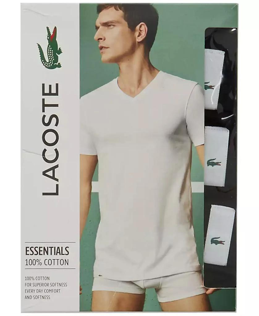 商品Lacoste|Men's 3-Pack Essential Cotton V-Neck Regular Fit Undershirts,价格¥227,第2张图片详细描述