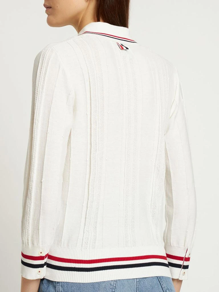 商品Thom Browne|3/4 Sleeve Textured Cotton Knit Cardigan,价格¥6782,第2张图片详细描述