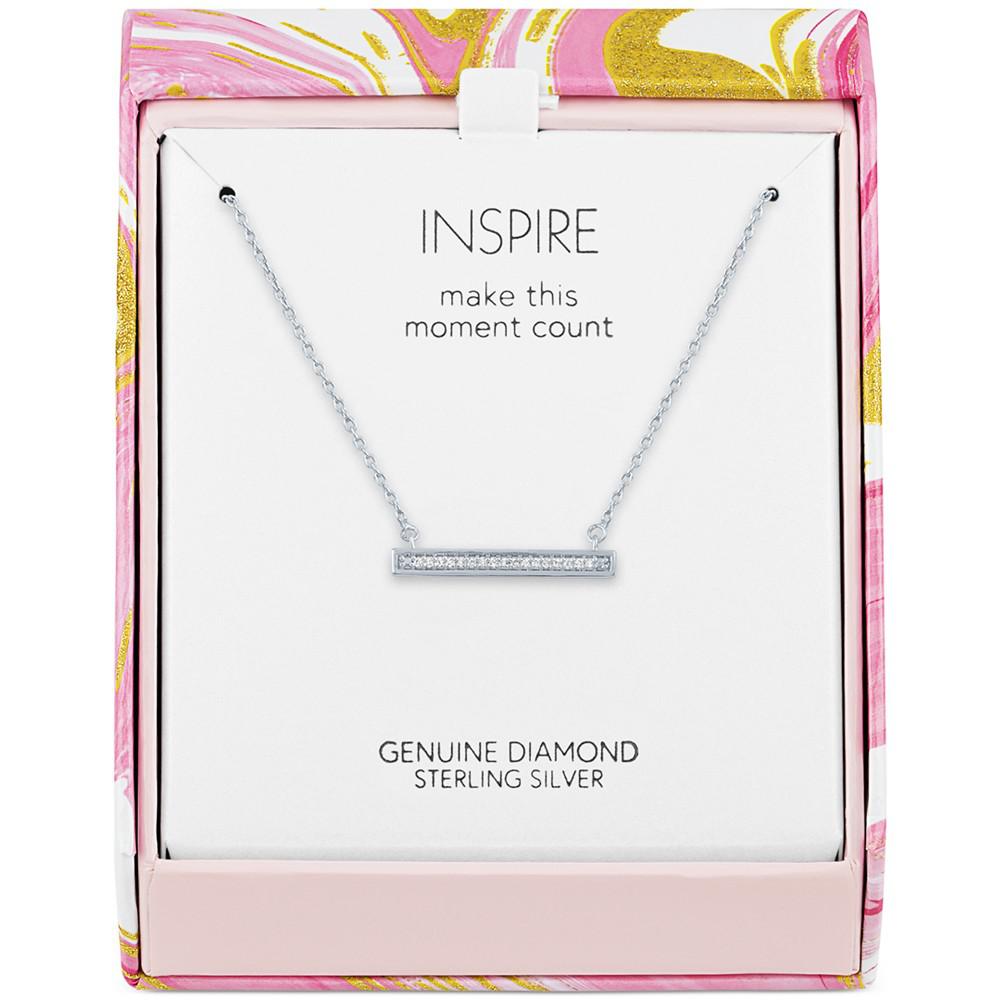 Diamond Accent Horizontal Bar 18" Pendant Necklace in Sterling Silver商品第1张图片规格展示