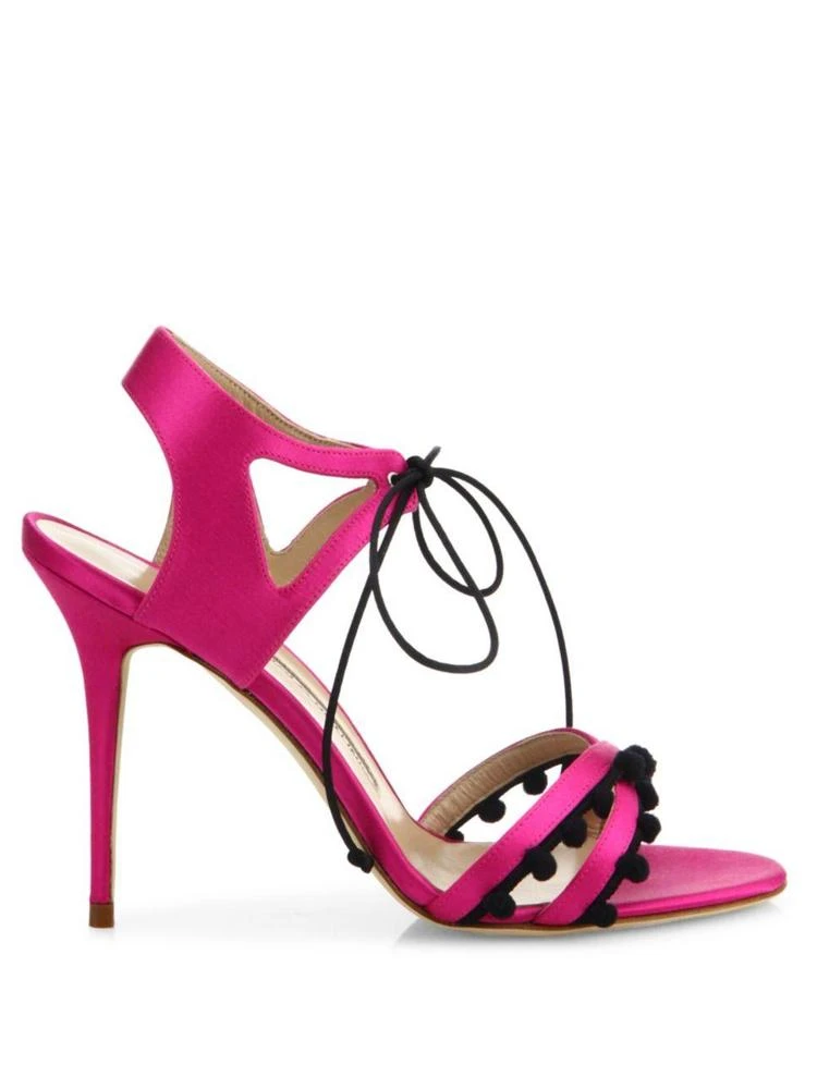 商品Manolo Blahnik|Esparra Pom-Pom Front-Tie Sandals,价格¥1788,第5张图片详细描述