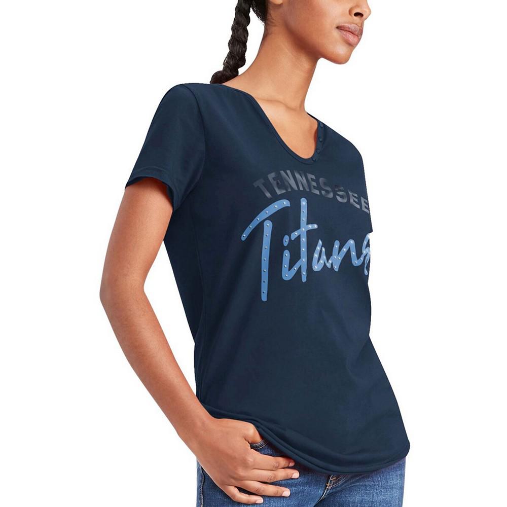 Women's Navy Tennessee Titans Riley V-Neck T-shirt商品第2张图片规格展示