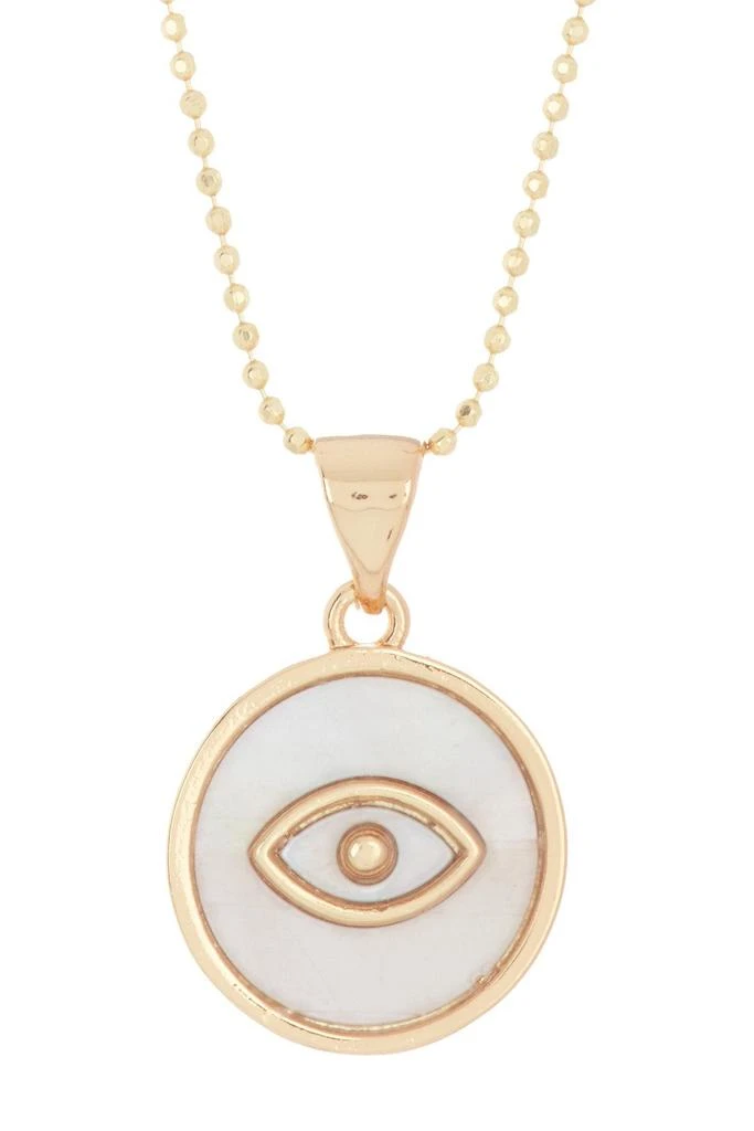 商品ADORNIA|Adornia Evil Eye White Mother of Pear Disc Pendant Neckalce  14k gold plated .925 sterling silver,价格¥342,第1张图片