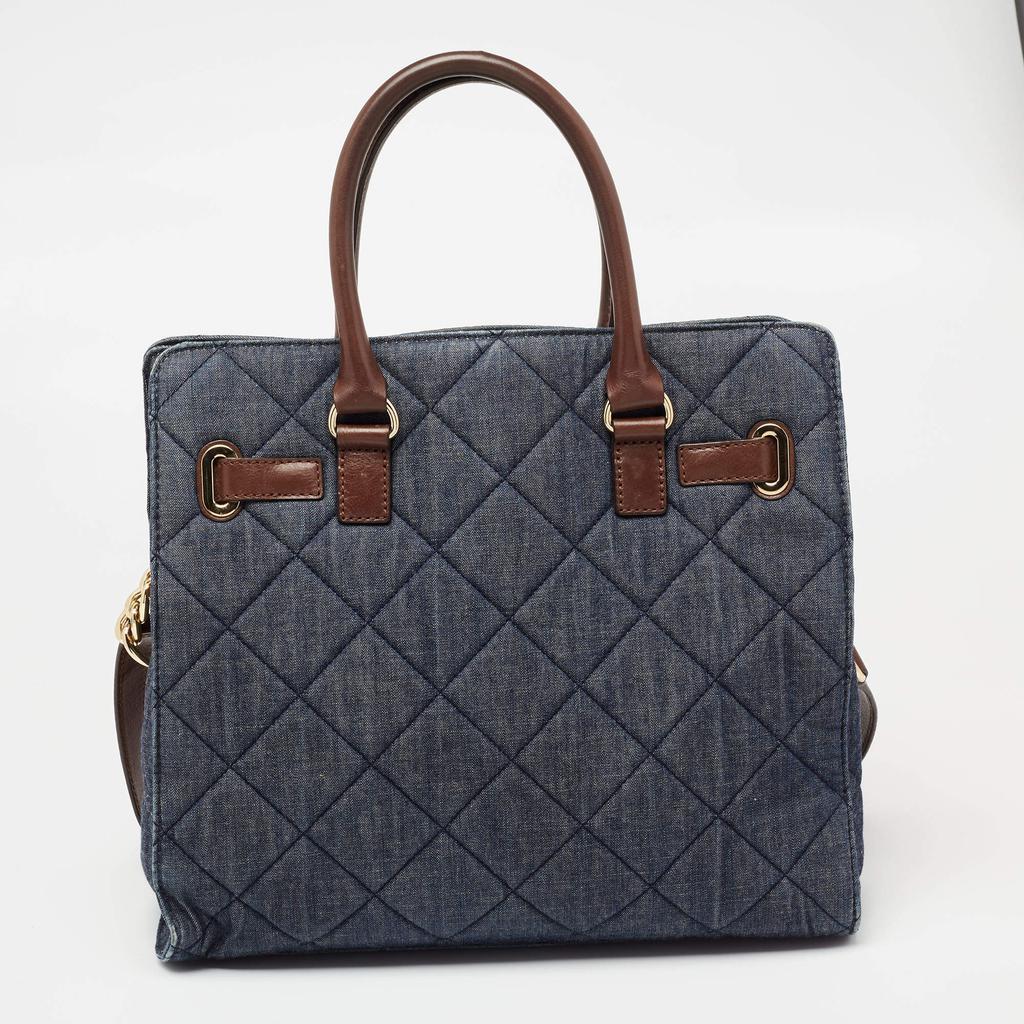 商品[二手商品] Michael Kors|MICHAEL Michael Kors Blue Quilted Denim Large Hamilton North South Tote,价格¥1174,第6张图片详细描述