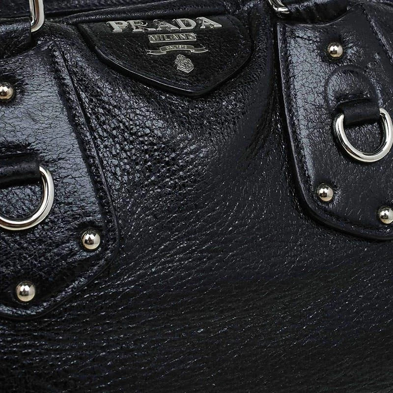 商品[二手商品] Prada|Prada Black Cervo Lux Leather Chain Bowling Bag,价格¥3301,第4张图片详细描述