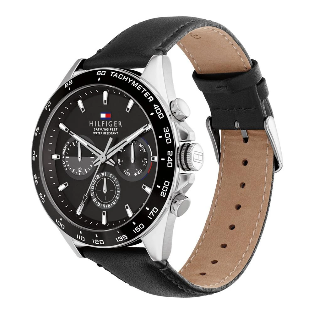 商品Tommy Hilfiger|Men's Black Leather Strap Watch 46mm,价格¥1240,第2张图片详细描述