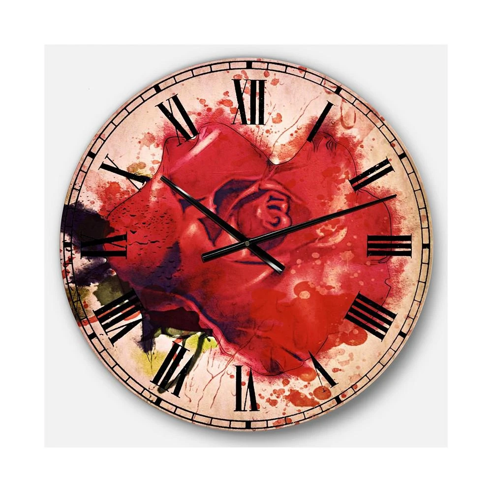 商品Designart|Floral Oversized Round Metal Wall Clock,价格¥1489,第1张图片