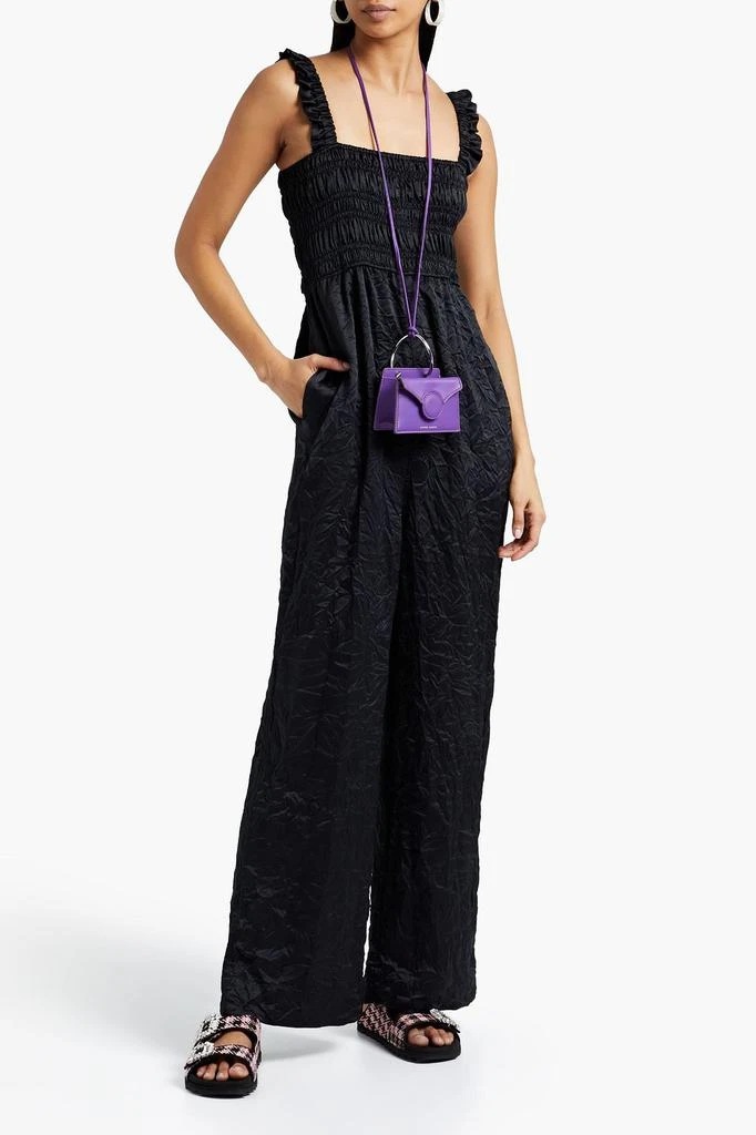 商品Ganni|Shirred crinkled-satin wide-leg jumpsuit,价格¥426,第2张图片详细描述