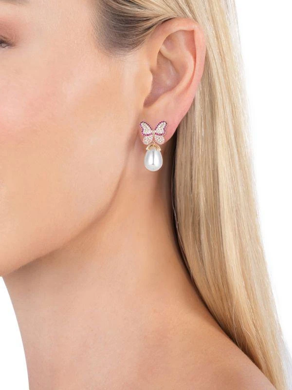 商品Eye Candy LA|Goldtone, Crystal & Glass Pearl Drop Earrings,价格¥175,第2张图片详细描述