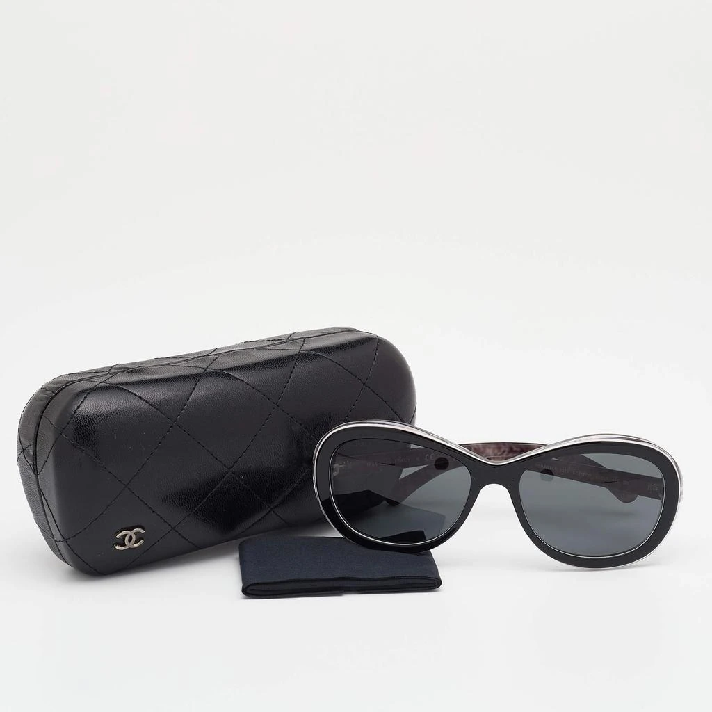 商品[二手商品] Chanel|Chanel Black 5219 Tweed Detail CC Oval Sunglasses,价格¥1686,第4张图片详细描述