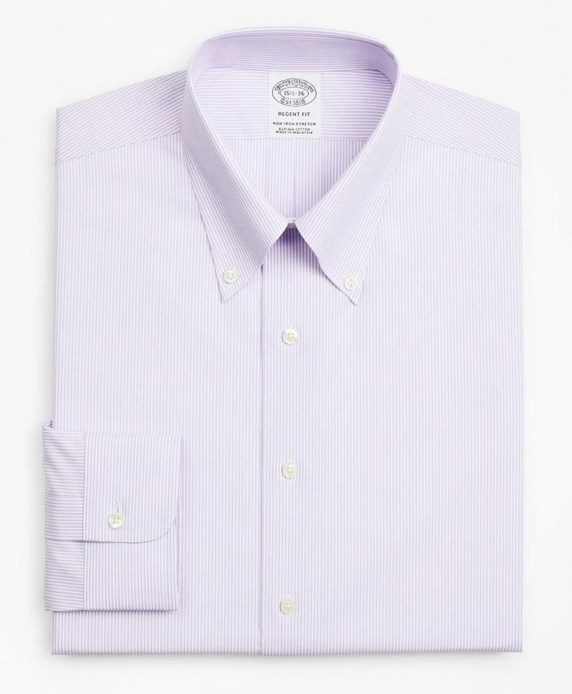 商品Brooks Brothers|Stretch Regent Regular-Fit  Dress Shirt, Non-Iron Poplin Button-Down Collar Fine Stripe,价格¥494,第4张图片详细描述