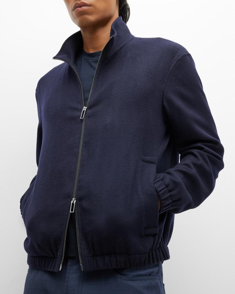 Men's Wool-Cashmere Zip Bomber Jacket商品第6张图片规格展示
