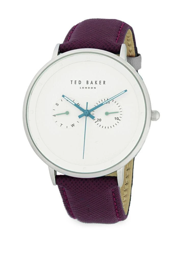 商品Ted Baker London|Chronograph Stainless Steel Check Leather Strap Watch,价格¥544,第1张图片