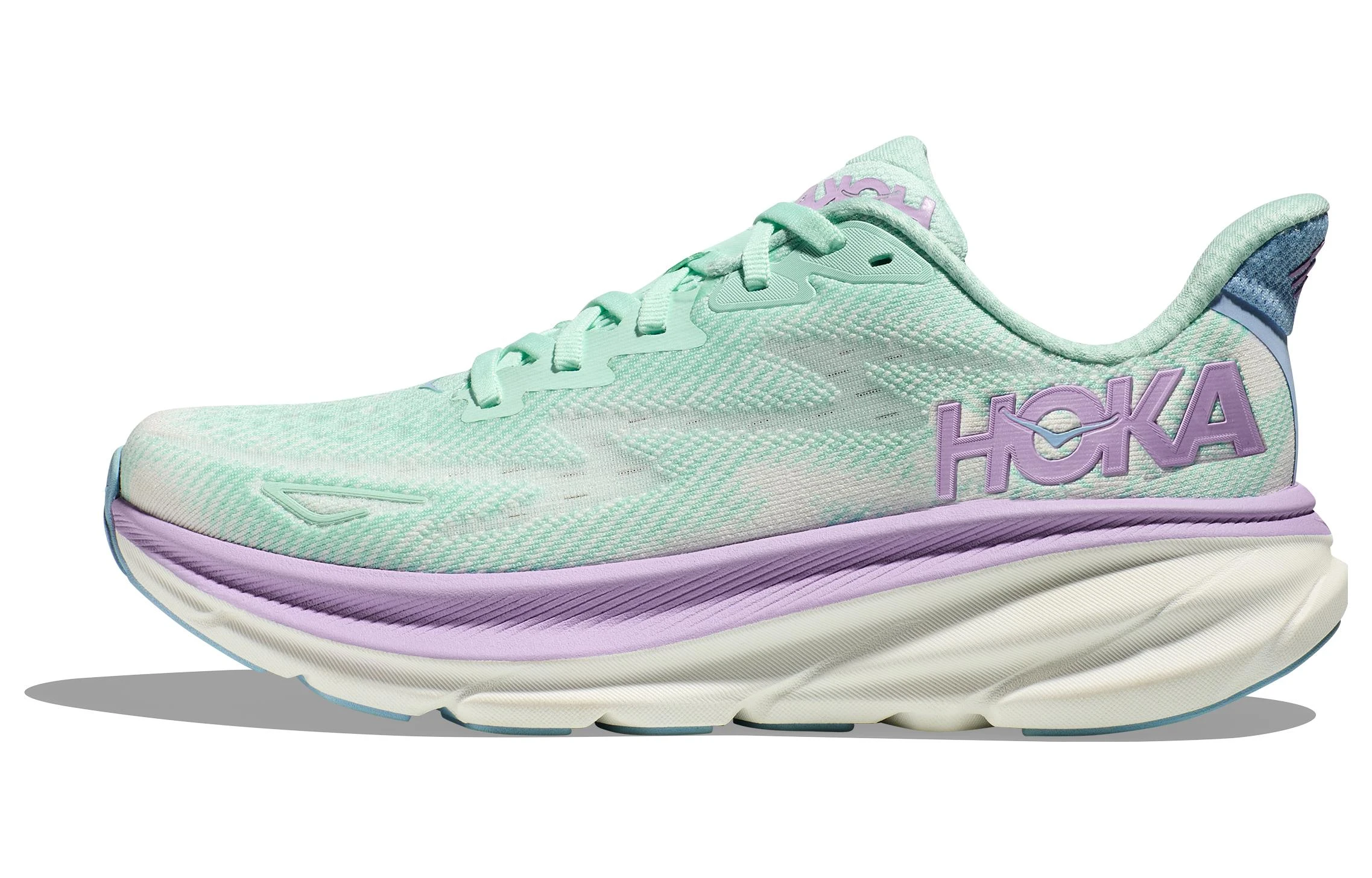 商品[国内直发] Hoka One One|Clifton 9 Wide 回弹缓震宽版 织物防滑耐磨 低帮跑步鞋 女款 蓝紫色 宽楦版,价格¥1852,第1张图片