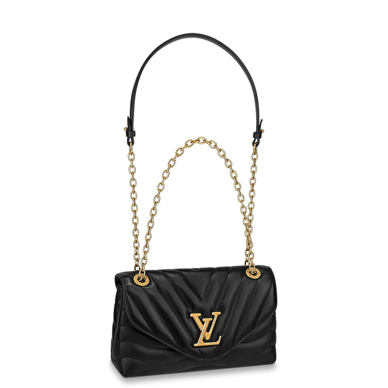 ��预售十天 Louis Vuitton/路易威登 22春夏新款NEW WAVE系列 女士黑色绗缝光滑牛皮革复古金扣金链单肩斜跨手提链条包M58552 商品