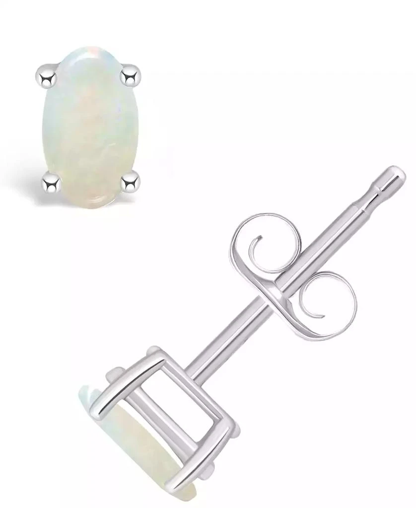 商品Macy's|Opal (1/3 ct.t.w) Stud Earrings in 14K White Gold or 14K Yellow Gold,价格¥1178,第1张图片