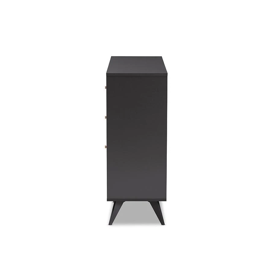 商品Baxton Studio|Savino Mid-Century Modern Dark Grey and Oak Finished Wood Wine Cabinet,价格¥2492,第4张图片详细描述