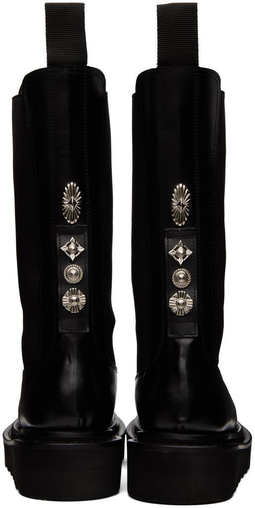 商品Toga Pulla|SSENSE Exclusive Black Leather Mid-Calf Chelsea Boots,价格¥3317,第4张图片详细描述