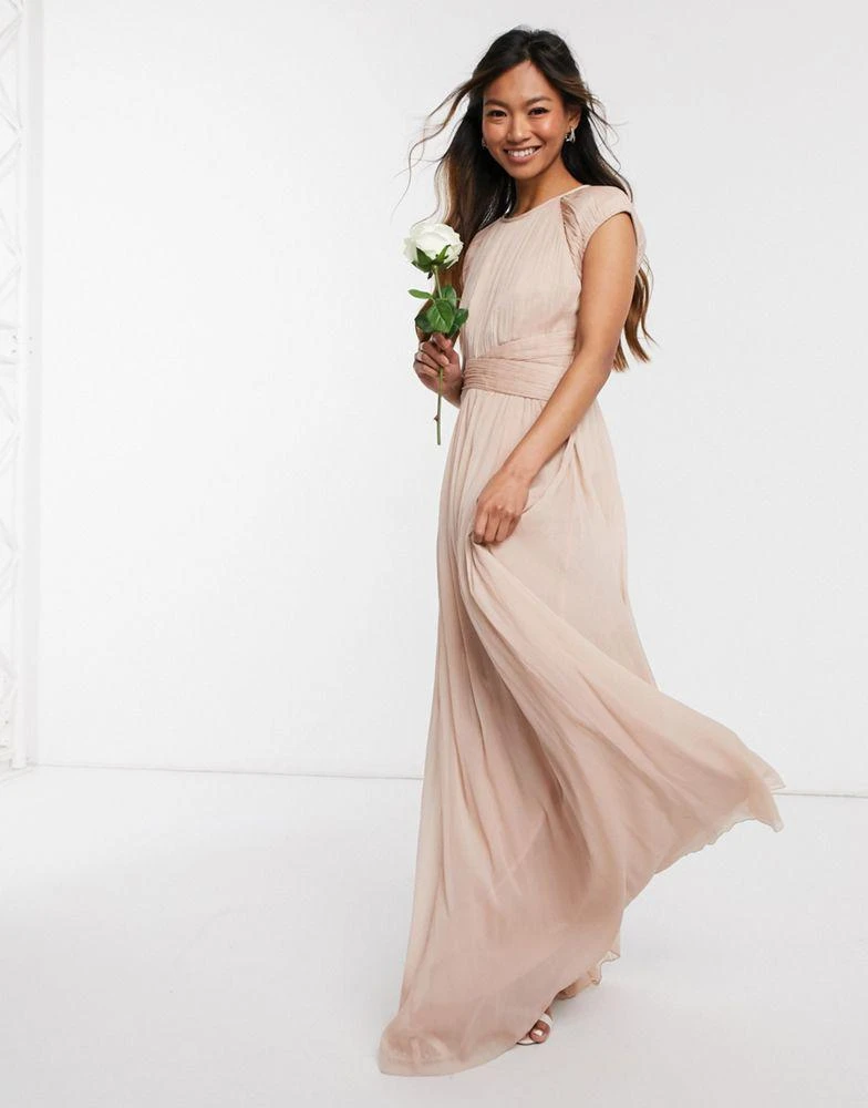 商品ASOS|ASOS DESIGN Bridesmaid ruched bodice maxi dress with cap sleeve detail,价格¥466,第4张图片详细描述