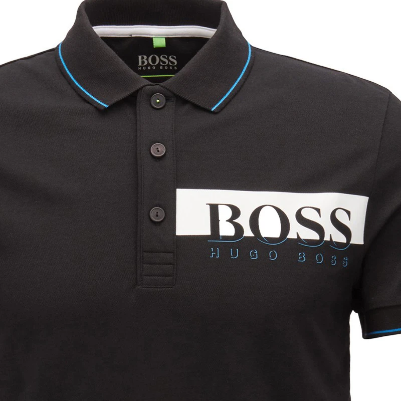 商品Hugo Boss|Hugo Boss 雨果博斯 男士棉质混纺logo印花时尚修身短袖POLO衫 PAULE-PRO-50389022-001,价格¥1025,第1张图片
