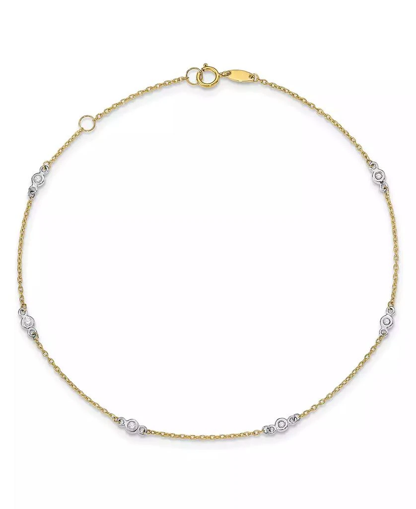 商品Macy's|Cubic Zirconia (1/20 ct. t.w.) Anklet in 14k Yellow and White Gold,价格¥5347,第1张图片