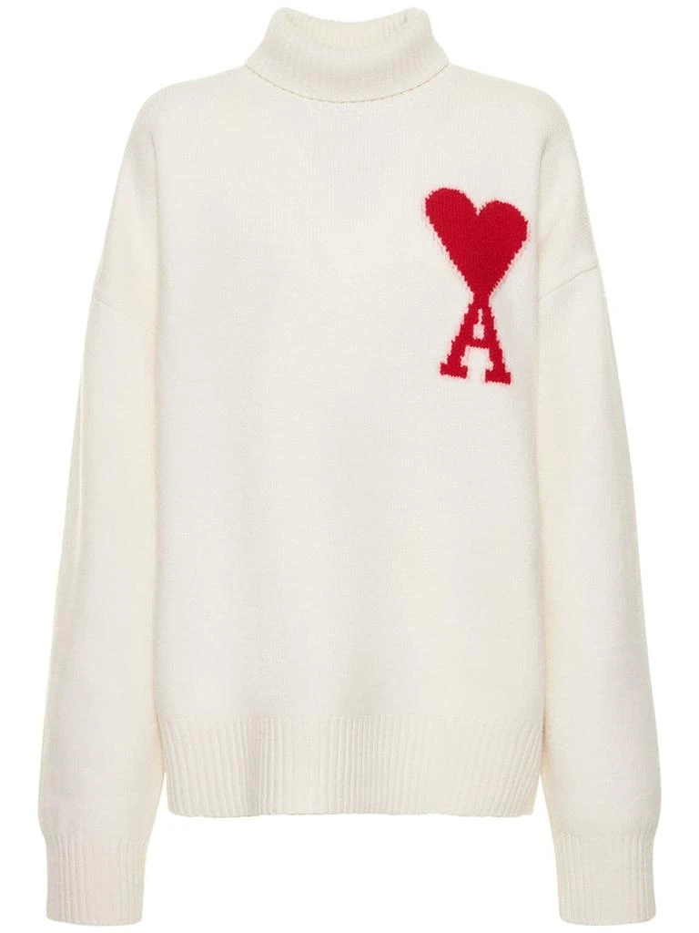 商品AMI|Logo Felted Wool Sweater,价格¥4177,第1张图片
