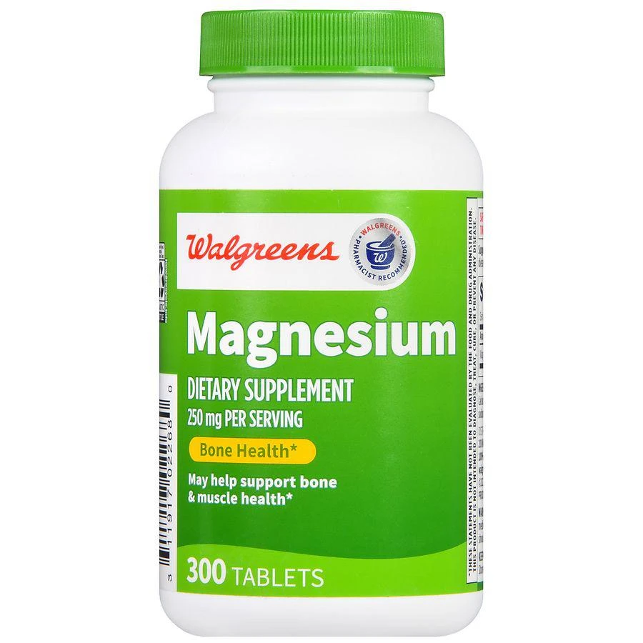 商品Walgreens|Magnesium 250 mg Tablets (300 days),价格¥125,第2张图片详细描述