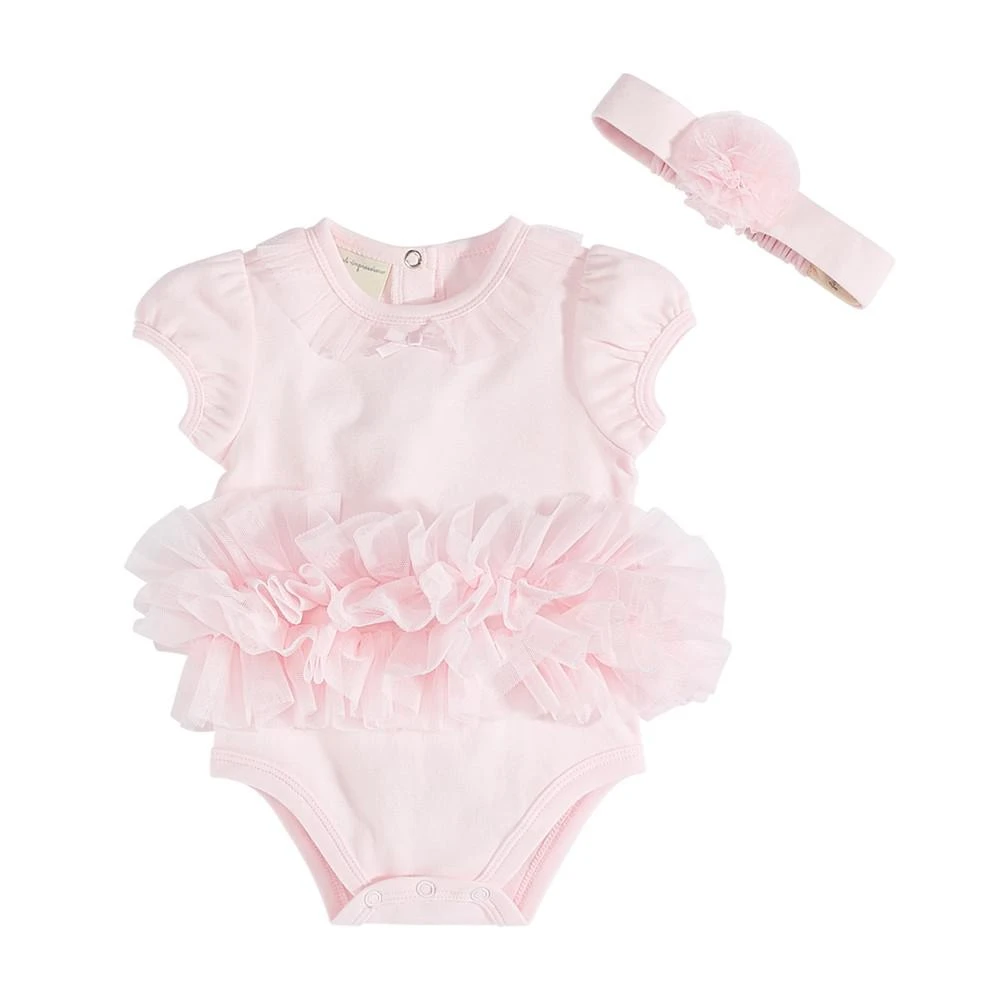 商品First Impressions|Baby Girls Tulle Tutu Bodysuit and Headband, 2 Piece Set, Created for Macy's,价格¥111,第1张图片