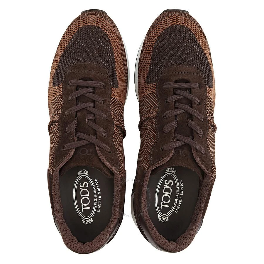 商品Tod's|Men's Dark Brown Leather and Mesh Running Sneakers,价格¥1459,第3张图片详细描述