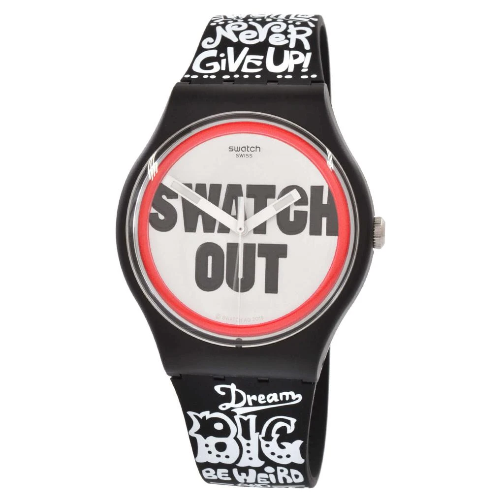 商品Swatch|Swatch Men's Watch - Swatch Out Swiss Quartz Black and White Rubber Strap | SUOB160,价格¥570,第1张图片