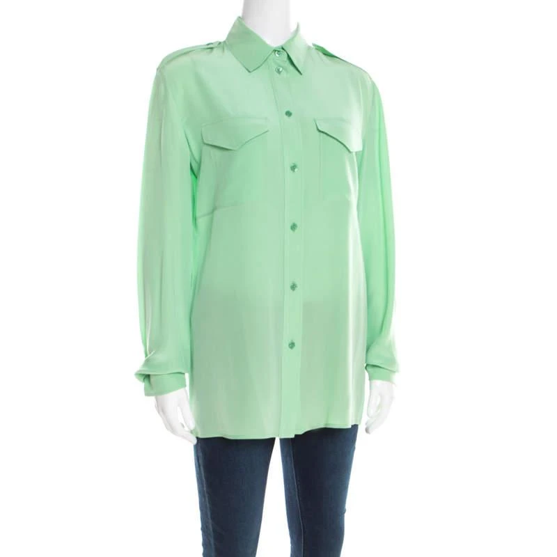 商品[二手商品] Chloé|Chloe Green Silk Long Sleeve Blouse M,价格¥1574,第2张图片详细描述