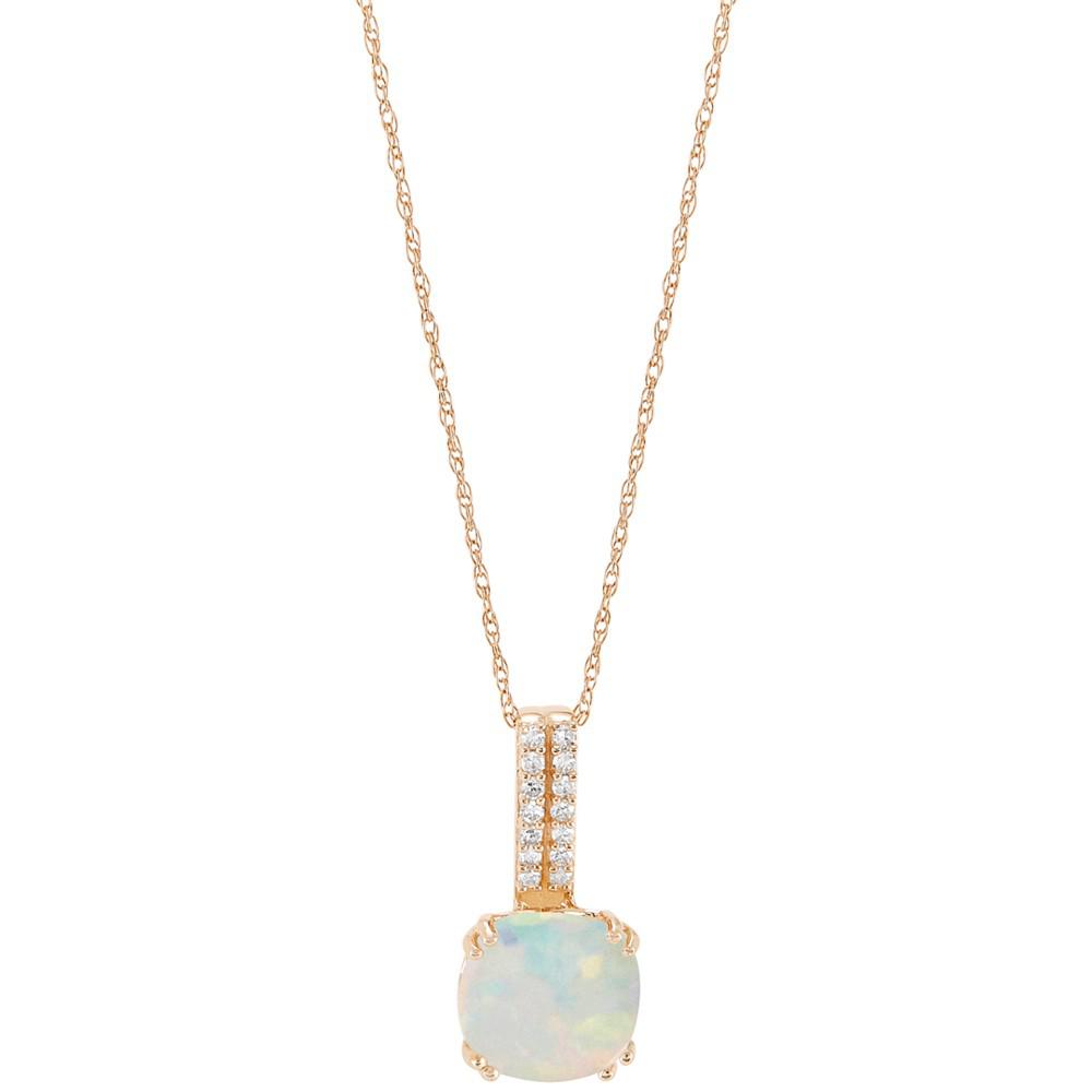 Opal (1-1/2 ct. t.w.) & Diamond (1/20 ct. t.w.) 18" Pendant Necklace in 14k Gold商品第1张图片规格展示