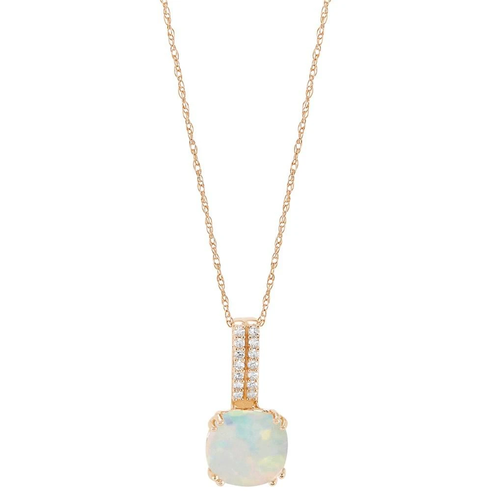 商品Macy's|Opal (1-1/2 ct. t.w.) & Diamond (1/20 ct. t.w.) 18" Pendant Necklace in 14k Gold,价格¥4506,第1张图片