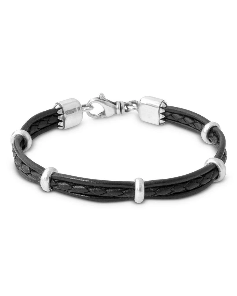 商品King Baby|Men's Sterling Silver Multi Strand Leather Bracelet,价格¥2232,第1张图片