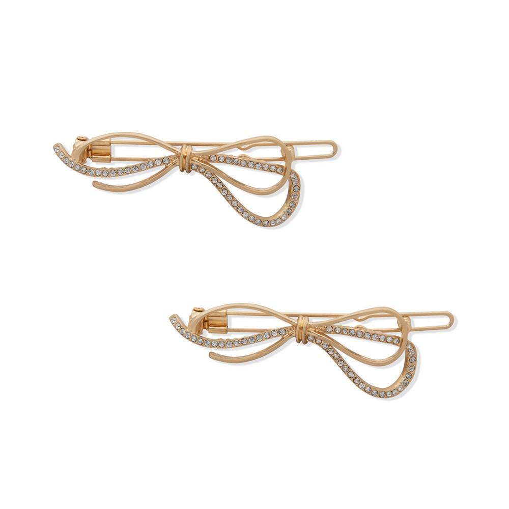 商品Lonna & Lilly|2-Pc. Gold-Tone Pavé Bow Hair Barrette Set,价格¥122,第1张图片