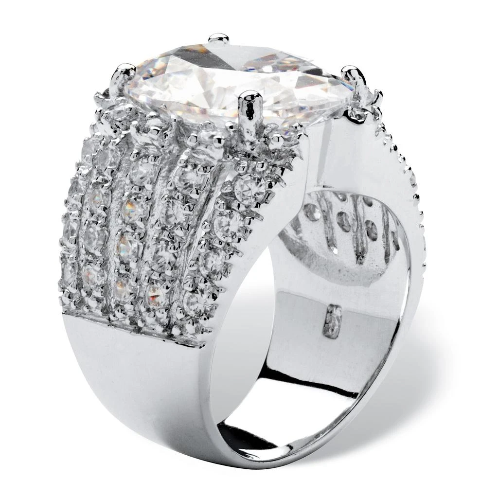 商品Palm Beach Jewelry|10.82 TCW Oval-Cut Cubic Zirconia .925 Sterling Silver Sparkler Engagement Ring,价格¥709,第2张图片详细描述