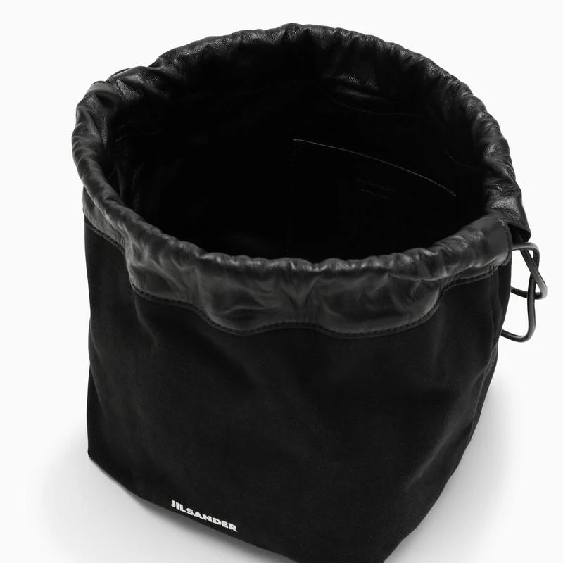 Black canvas and leather bucket bag 商品