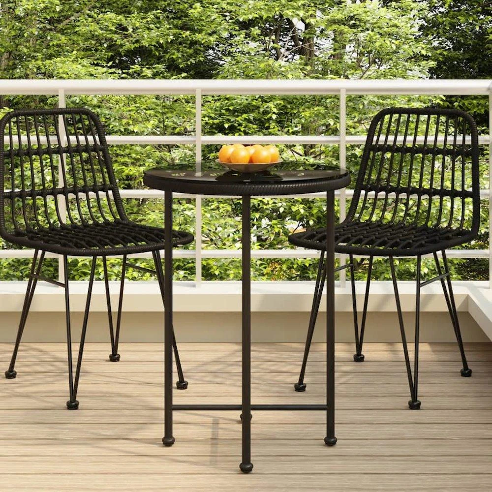 商品VidaXL|Dining Table Black Ã˜21.7"Â Tempered Glass and Steel,价格¥933,第1张图片