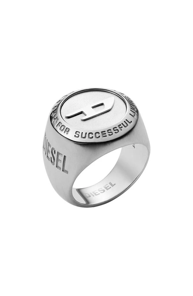 商品Diesel|Men's Stainless Steel Logo Signet Ring,价格¥341,第1张图片