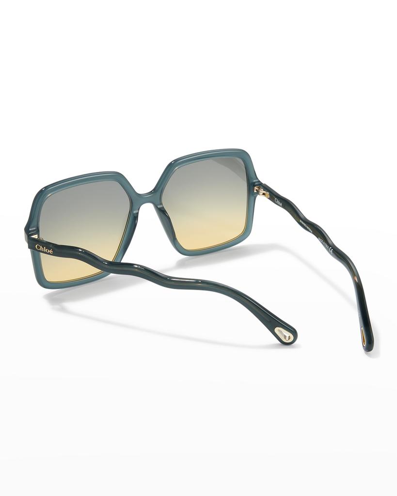 Wavy Rectangle Acetate Sunglasses商品第2张图片规格展示