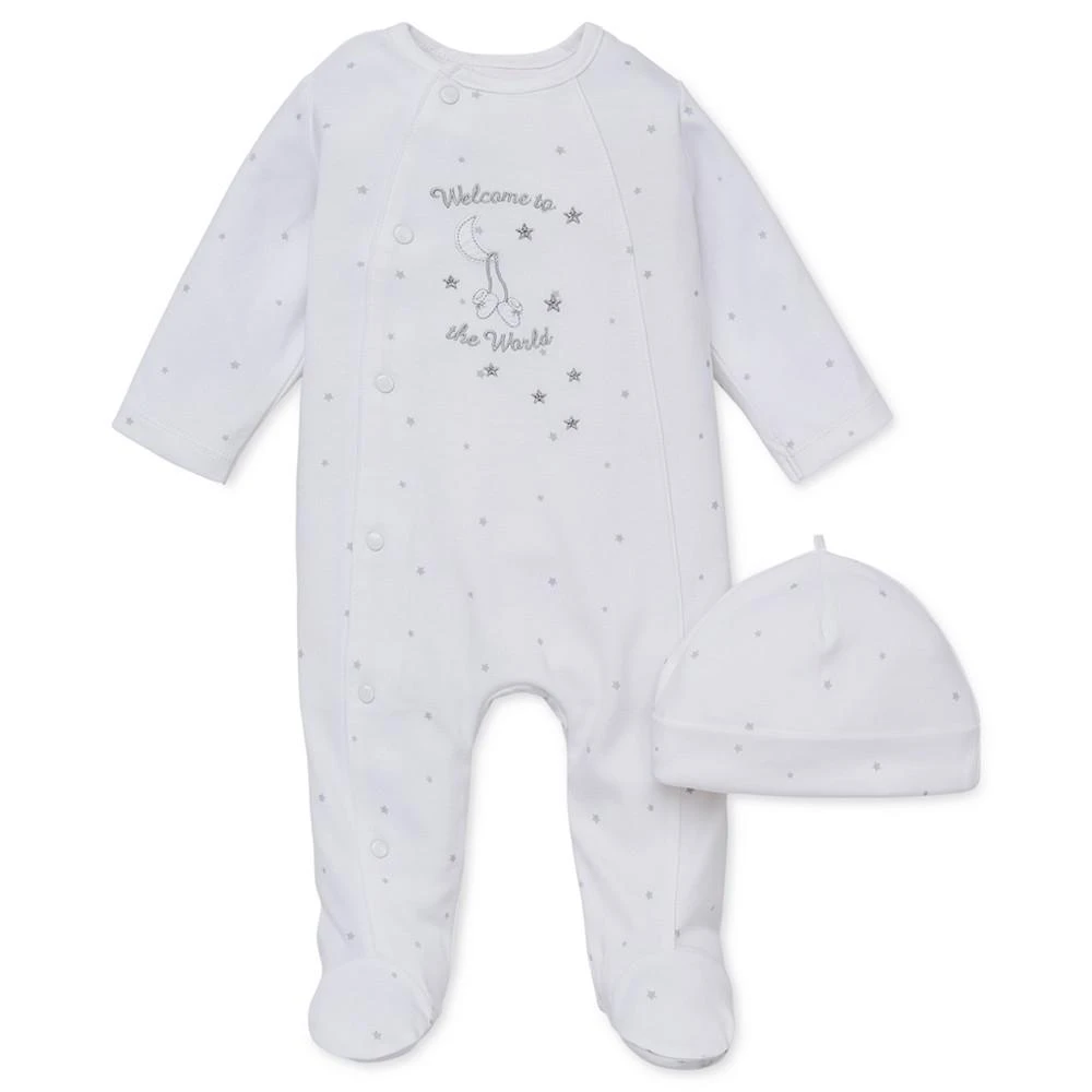 商品Little Me|Baby Boys or Baby Girls Welcome To World Footed Coverall and Hat, 2 Piece Set,价格¥98,第1张图片