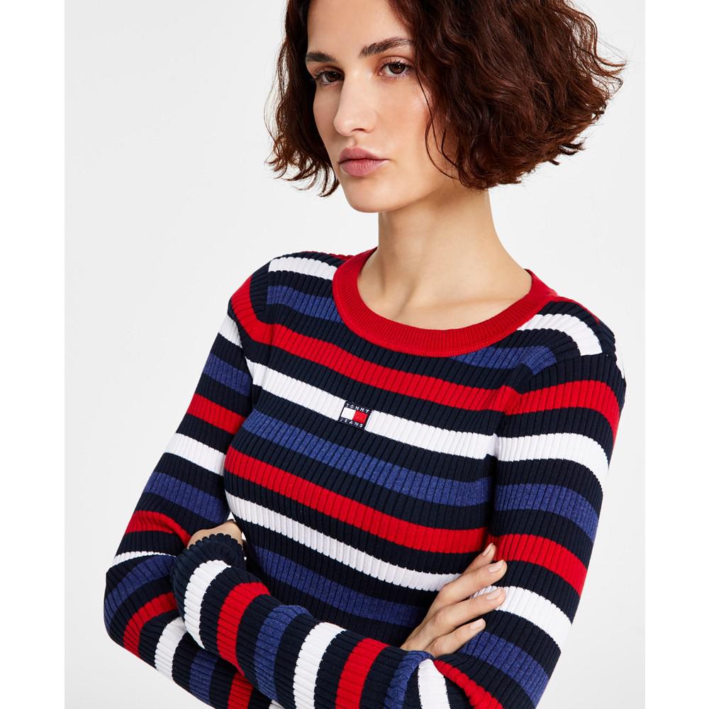Women's Cotton Striped Ribbed Sweater商品第3张图片规格展示