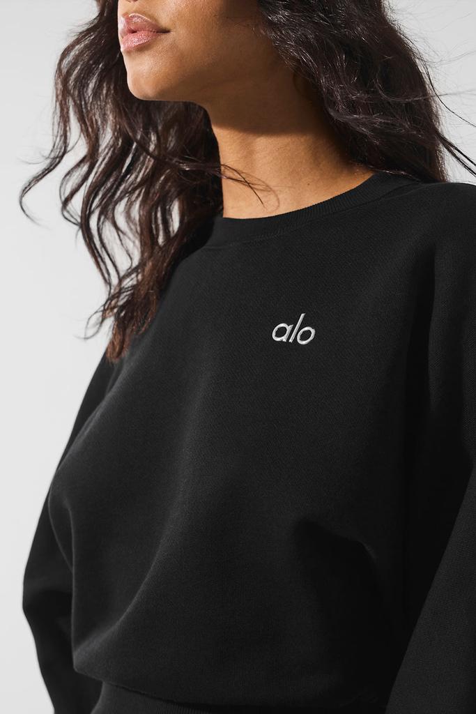 Alo Cropped Accolade Crewneck - Black - Hoodies - Free Shipping