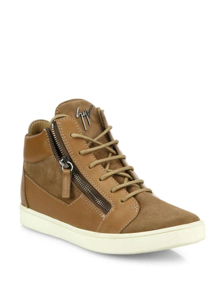 商品Giuseppe Zanotti|Giuseppe Zanotti - Leather & Suede Side-Zip Sneakers,价格¥2085,第1张图片