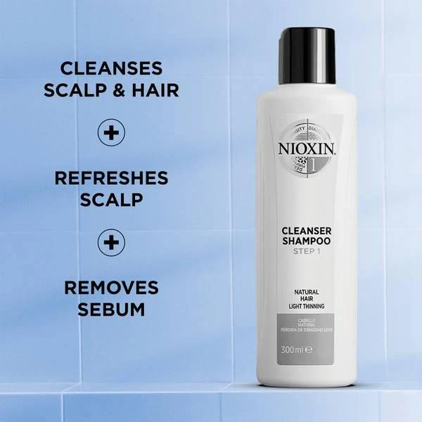 商品NIOXIN|Nioxin Cleanser Shampoo Hair Care System 1 for Natural Hair with Light Thinning 10.1 oz,价格¥185,第3张图片详细描述