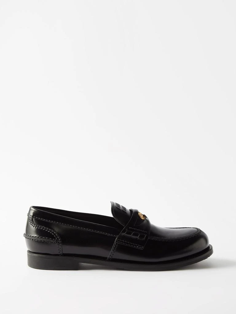 商品Miu Miu|Leather penny loafers,价格¥7842,第1张图片