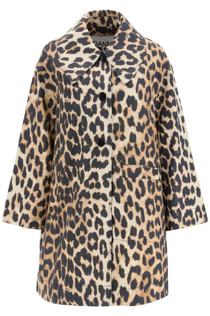 商品Ganni|OVERSIZED JACKET IN LEOPARD PRINT CANVAS,价格¥1795,第1张图片