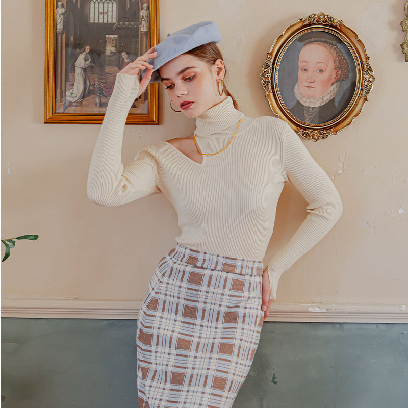 Daria 针织裙 - 蓝色格纹 | Daria Knit Skirt - Blue Plaid商品第3张图片规格展示