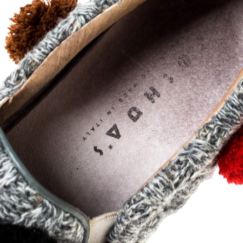 Joshua Sanders Grey Wool Blend Pom Pom Slip On Sneakers Size 39商品第7张图片规格展示