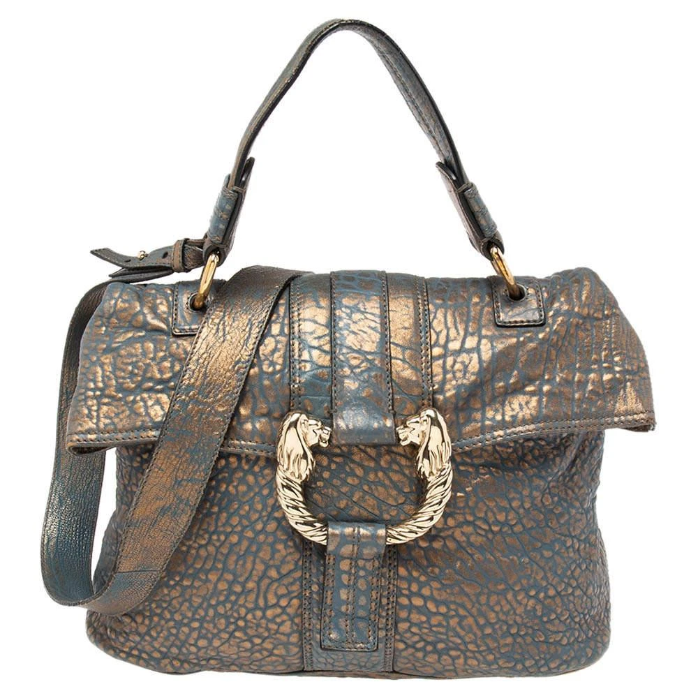 商品[二手商品] BVLGARI|Bvlgari Metallic Blue/Gold Leather Leoni Shoulder Bag,价格¥2577,第1张图片